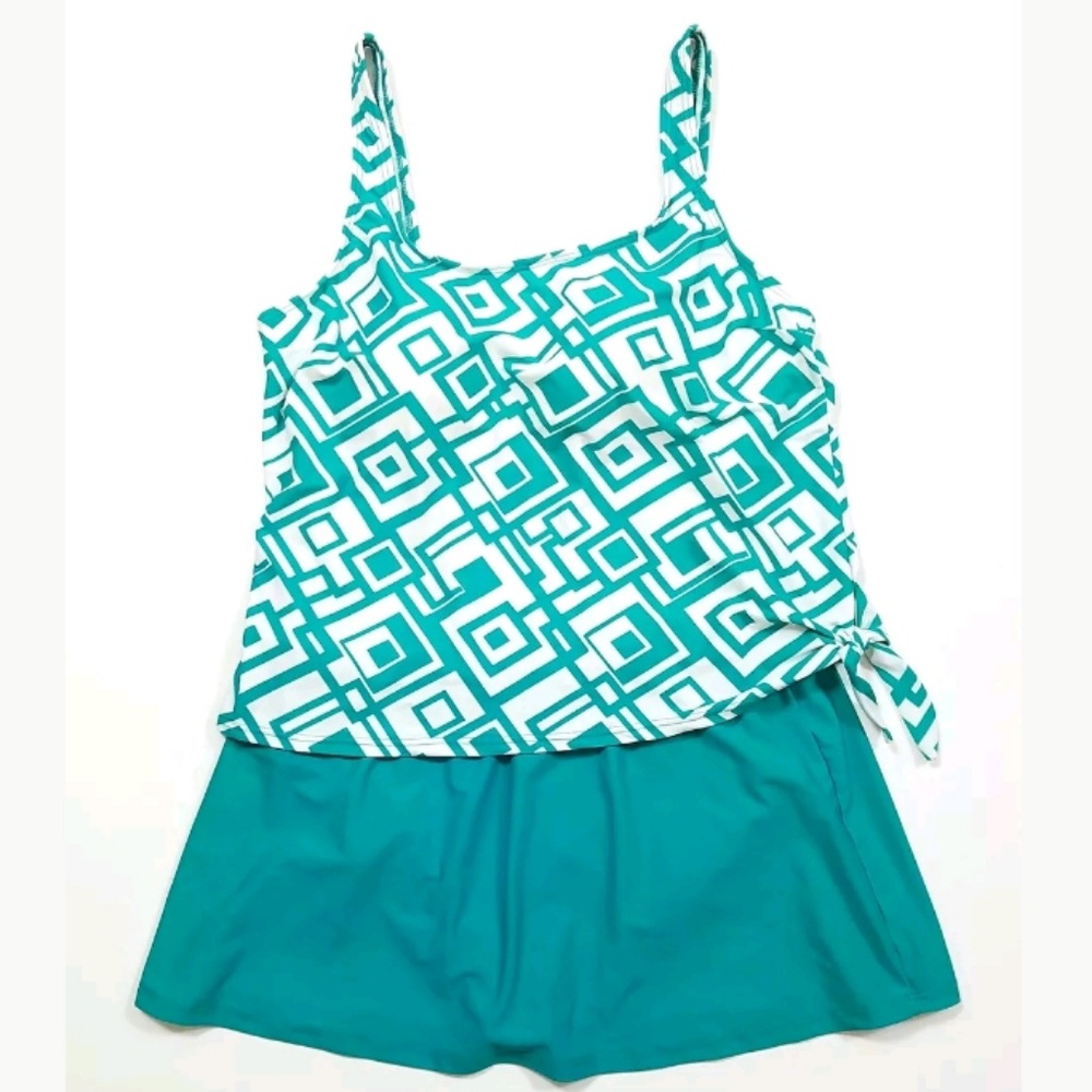 Geometric Teal One Piece Swimsuit